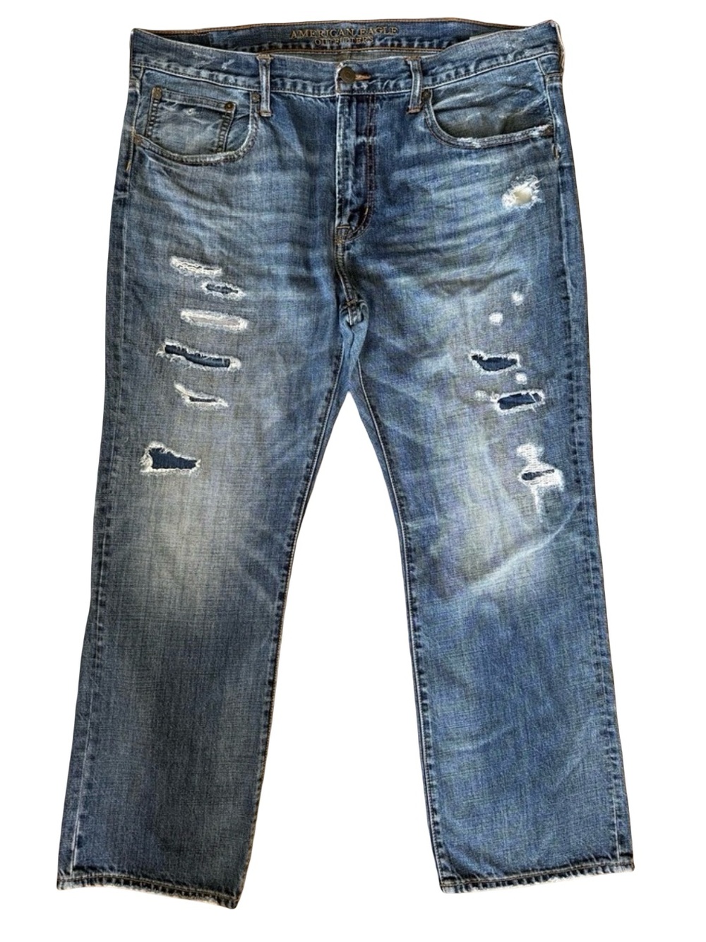 American Eagle Outfitters Men’s Distressed Blue Straight Leg Jeans
